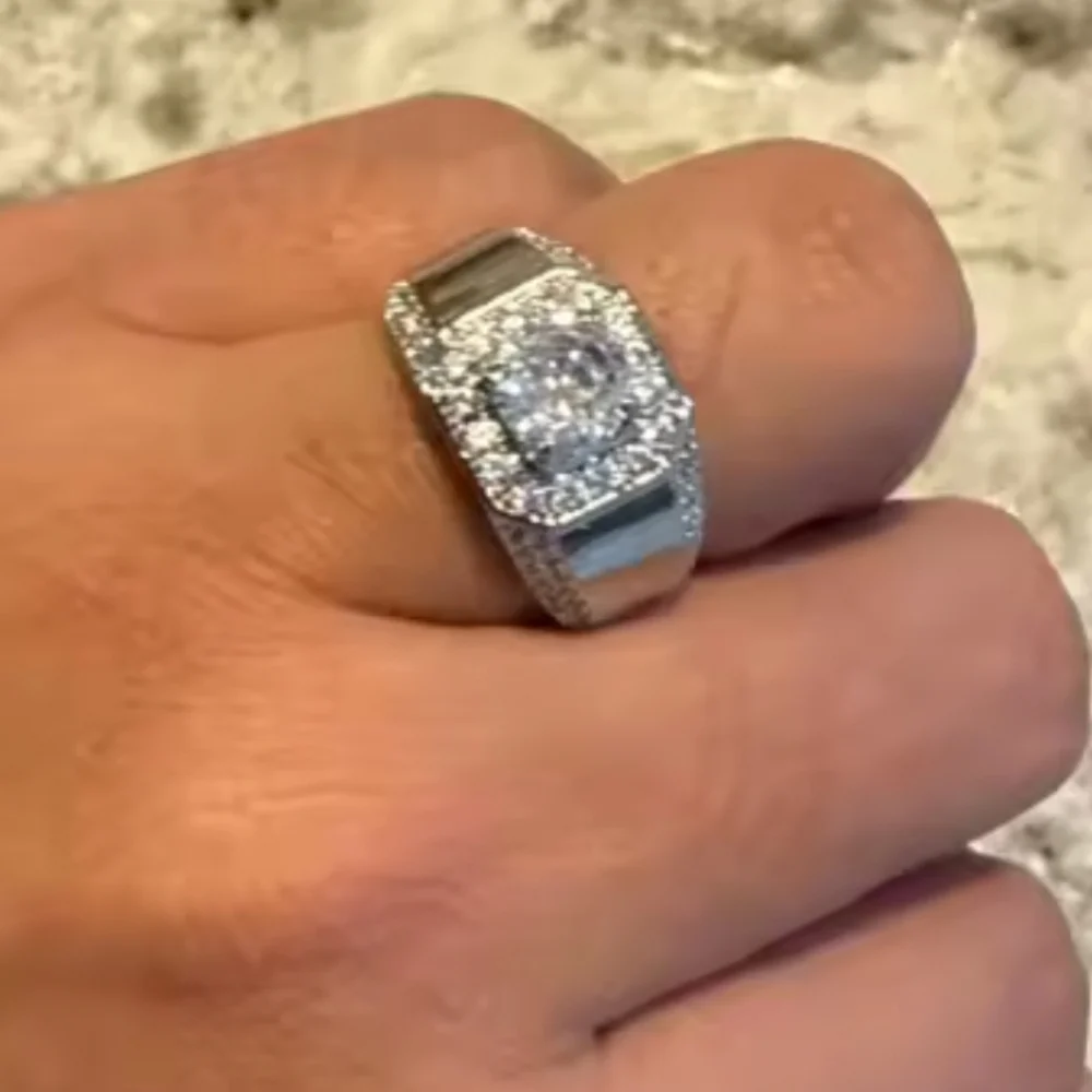 Elegant Diamond 925 Silver Ring For Men